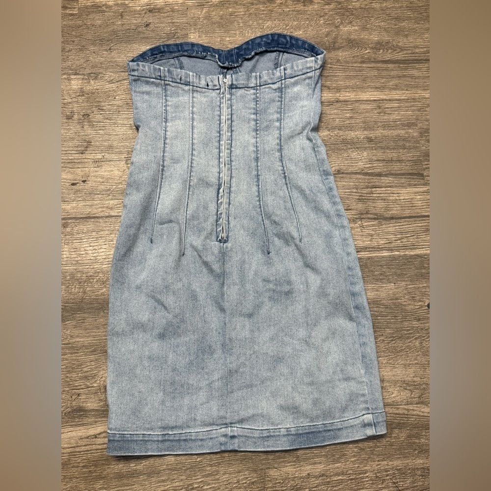Forever 21 Blue Denim Strapless Dress - Picture 3 of 5
